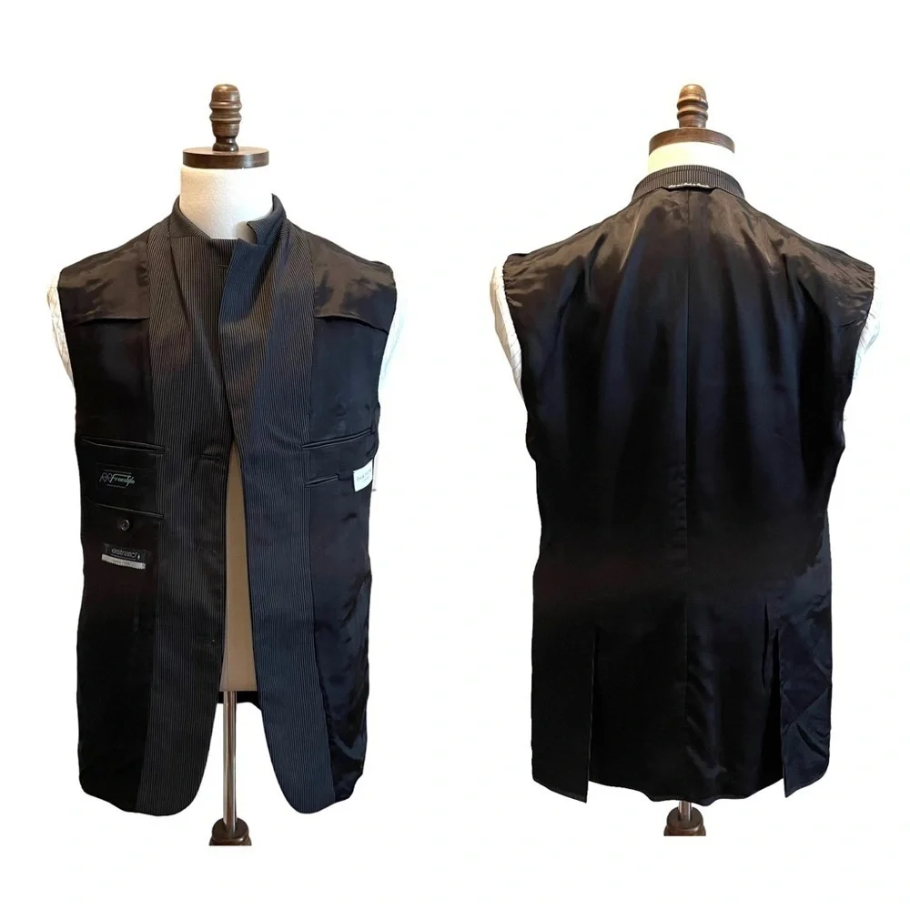Jack Victor Suit Blazer Jacket Black Pinstripe 40R Wool Super 110 Workwear